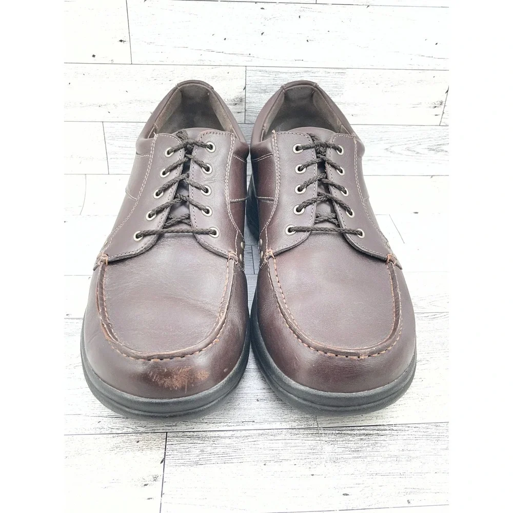 Dansko Men Brown Leather Moc Toe Lace Up Slip Resistant Oxford Shoes EU 47 US 14